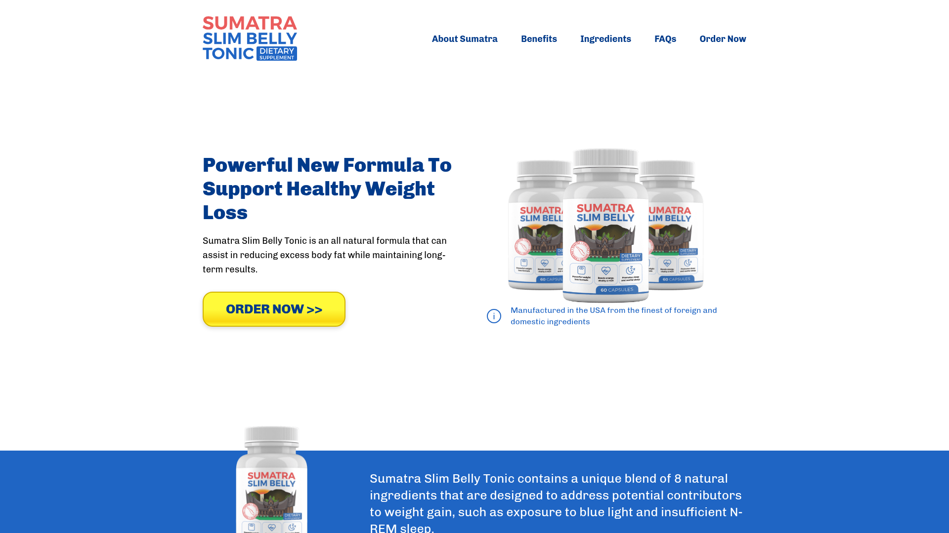Sumatra Slim Belly Tonic sales page screenshot